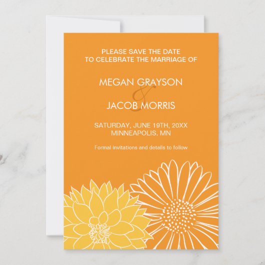 Orange Save the Date Einladung (Vorderseite)