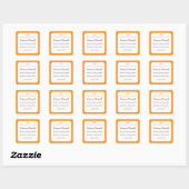 Orange Scallop Hearts Jar Label Square Sticker (Blatt)
