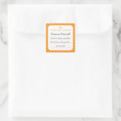 Orange Scallop Hearts Jar Label Square Sticker (Tasche)