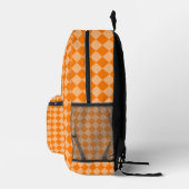 Orange Schachbrett Diamond Pattern Bedruckter Rucksack (Rechts)