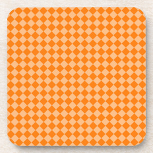Orange Schachbrett Diamond Pattern Getränkeuntersetzer