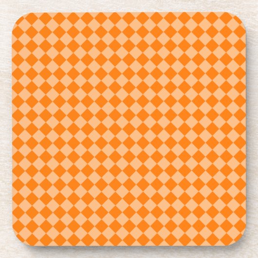 Orange Schachbrett Diamond Pattern Getränkeuntersetzer (Vorderseite)