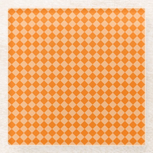 Orange Schachbrett Diamond Pattern Glasuntersetzer (Vorderseite)