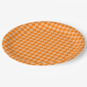 Orange Schachbrett Diamond Pattern Pappteller (Schrägansicht)