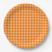 Orange Schachbrett Diamond Pattern Pappteller (Vorderseite)