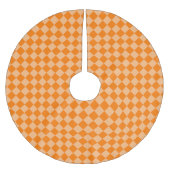 Orange Schachbrett Diamond Pattern Polyester Weihnachtsbaumdecke (Vorderseite)