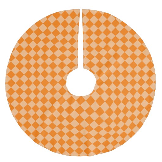 Orange Schachbrett Diamond Pattern Polyester Weihnachtsbaumdecke (Vorderseite)