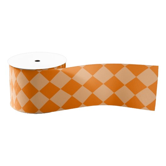 Orange Schachbrett Diamond Pattern Ripsband (Spule)