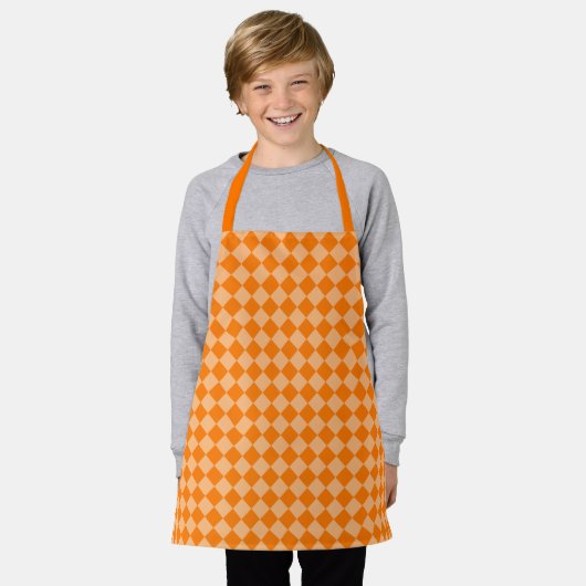 Orange Schachbrett Diamond Pattern Schürze (Getragen)