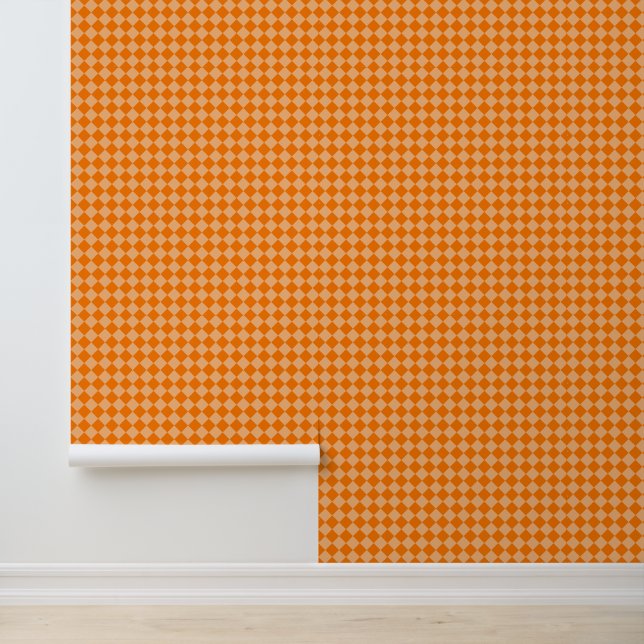 Orange Schachbrett Diamond Pattern Tapete (Anwendung)