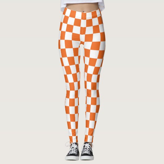 Orange Schachbrett Leggings (Vorderseite)