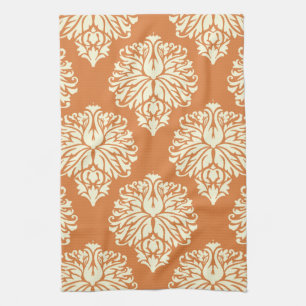 Orange-Schalen-Südstaaten-Cottage-Damask Geschirrtuch