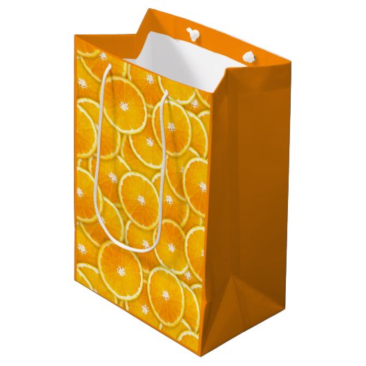 Orange Scheiben Mittlere Geschenktüte (Vorderseite Schrägansicht)