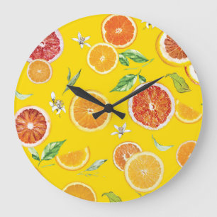Orange-Scheiben #pattern #trendy #style Große Wanduhr