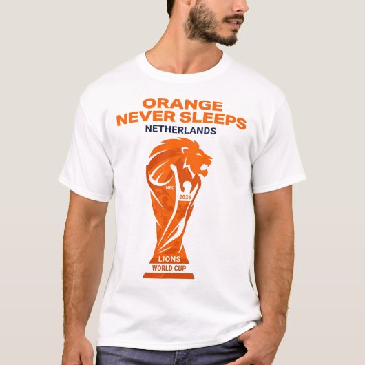 Orange Schläft Nie T-Shirt (Vorderseite)