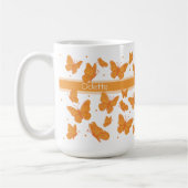 Orange Schmetterlinge & Punkte Benutzername Monogr Kaffeetasse (Links)