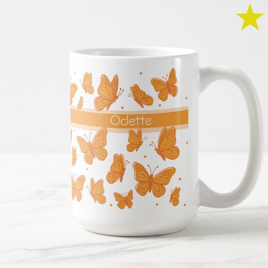Orange Schmetterlinge & Punkte Benutzername Monogr Kaffeetasse