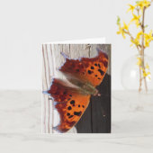 Orange Schmetterlings-Anmerkungskarte Karte (Gelbe Blume)