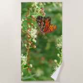 Orange Schmetterlings-Badetuch mit Namen Strandtuch (Vorderseite)