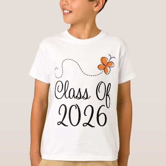 Orange Schmetterlings-Klasse von 2026 T-Shirt (Vorderseite)