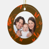 Orange Schmetterlings-Rahmen Keramik Ornament (Links)