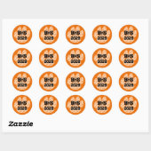 Orange School Initial Year Abschluss Pawprint Runder Aufkleber (Blatt)