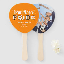 Orange School Pride Mascot Name Hand Fan
