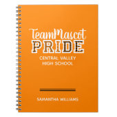 Orange School Pride Mascot Name Notebook Notizblock (Vorderseite)
