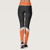Orange & schwarz blumenweiße Streifen und Name mod Leggings (Rückseite)