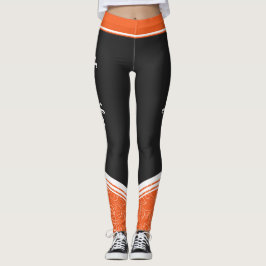 Orange & schwarz blumenweiße Streifen und Name mod Leggings