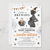 Orange schwarz ein Baby braut Hexendusche Einladung (Vorderseite)