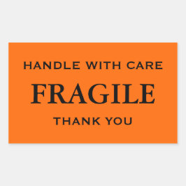Orange/Schwarz fragil. Mit Vorsicht umgehen. Viele Rechteckiger Aufkleber