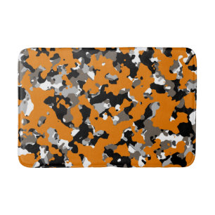 Orange Schwarz Grau Beige Tarnung Camo Druck Badematte