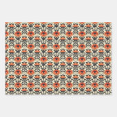 Orange/Schwarz/Grau-Blumenjugend Geschenkpapier Set (Vorderseite 2)