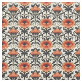 Orange/Schwarz/Grau-Blumenjugend Stoff (Muster)
