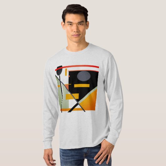 Orange, Schwarz-Grau geometrische Retro MCM inspir T-Shirt (Vorne ganz)