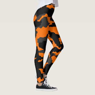 Orange Schwarz Grau Tarnung Camouflage Muster Leggings