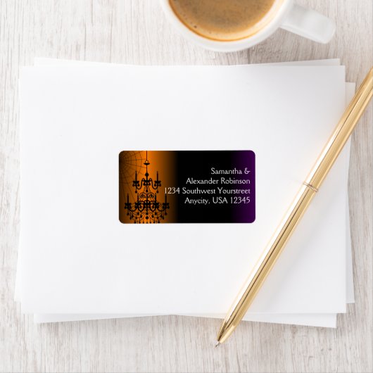 Orange/Schwarz Halloween Kronier Adressaufkleber (Insitu)