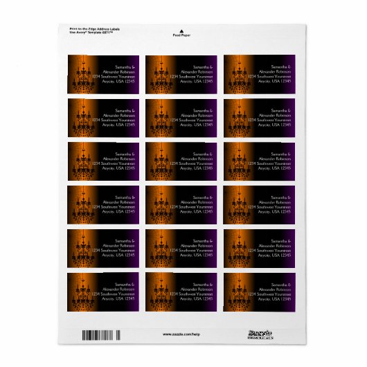 Orange/Schwarz Halloween Kronier Adressaufkleber (Vorne)