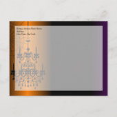 Orange/Schwarz Halloween Kronier Einladungspostkarte (Rückseite)