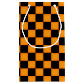 Orange Schwarz Karo Muster kleine Geschenktüte (Rückseite)