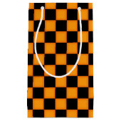 Orange Schwarz Karo Muster kleine Geschenktüte (Vorderseite)