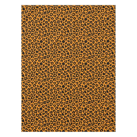 Orange Schwarz Leopard Print Muster Halloween Deko Tischdecke (Vorderseite)