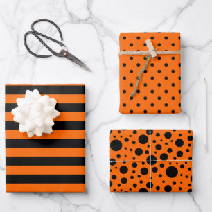 Orange/Schwarz-Muster-Set zum Umblättern von Papie Geschenkpapier Set