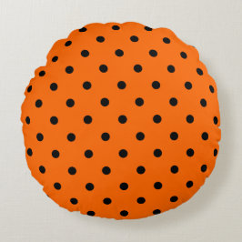 Orange/Schwarz Polka Dots Rundkissen Rundes Kissen