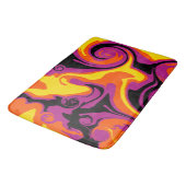 Orange, Schwarz, Rosa und Gelb Badematte (Schrägansicht)