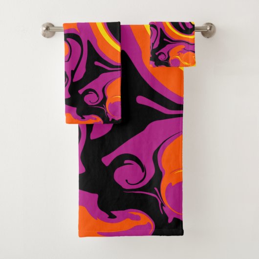 Orange, Schwarz, Rosa und Gelb Badhandtuch Set (Insitu)