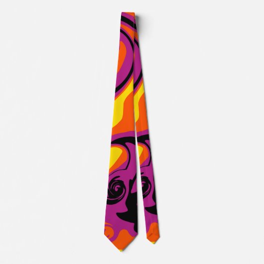 Orange, Schwarz, Rosa und Gelb Krawatte (Vorderseite)