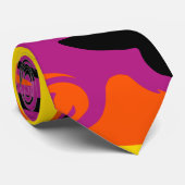 Orange, Schwarz, Rosa und Gelb Krawatte (Gerollt)
