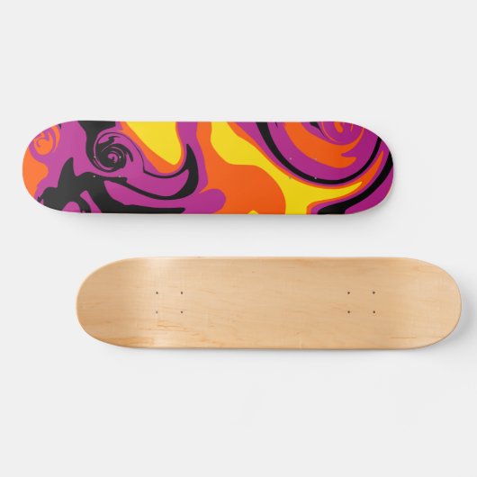 Orange, Schwarz, Rosa und Gelb Skateboard (Horizontal)